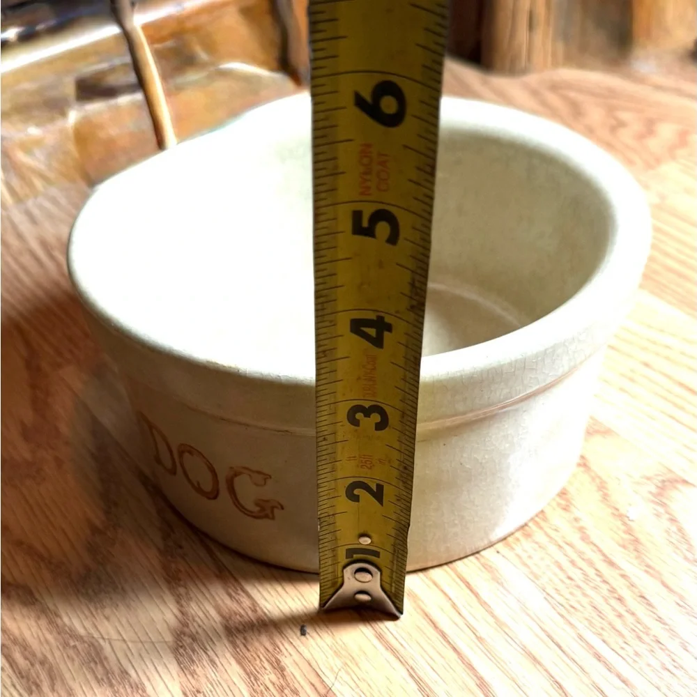 Vintage R.R.P Co.In Roseville,Ohio USA Handmade Ceramic Dog Bowl(5 1/2 feeder)